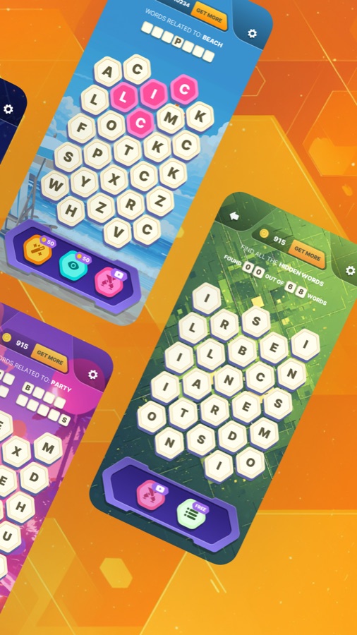 Hexagonal Word Search screenshot