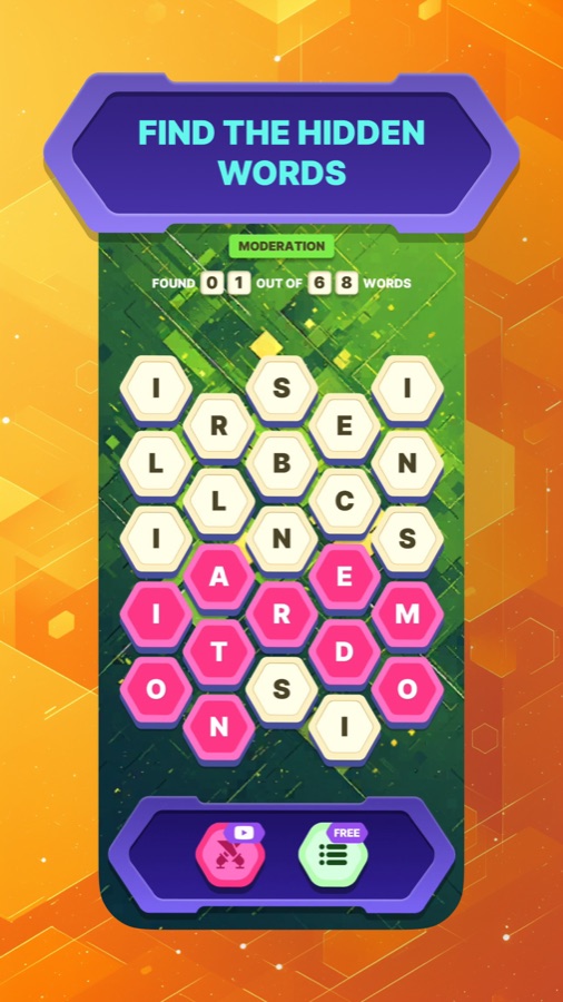 Hexagonal Word Search screenshot
